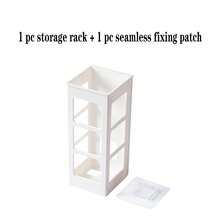 1 pieza Estante de almacenamiento para plancha y rizador, soporte multifuncional para peine de baño montado en la pared sin perforación, caja de almacenamiento para baño - transparente - Ver 9