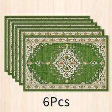 1pc Persian Style Placemat, Breakfast Mat, Coffee Mat, Coaster Set, Bowl & Plate Mat, Home Decor, Kitchen Accessory, Easy To Clean Placemat, Suitable For Home, Kitchen, Dining Room Table Decor, Holiday Gift, Multi-Piece Combination Set, Linen Placemat - Multicolor - View 14