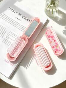 1pc, Foldable Comb Personalized Cute Printed Cartoon Rabbit Minimalist Ins Style Portable Comb Travel Convenient To Carry In Bag Women's Hair Styling Comb Suitable For Holiday Gift - Multicolor - View 2