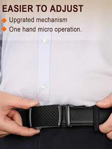 Men Belt Leather Ratchet Belt - Customizable Fit, Effortless Style (35mm) - Black - View 4