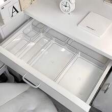 10/7/6/5/1 pieza Caja Organizadora de Cajones, Caja de Almacenamiento de Accesorios para el Cabello, Caja de Almacenamiento de Joyas y Cosméticos, Material de Plástico PET Transparente, Caja Multifuncional de Clasificación de Artículos Varios, Caja de Almacenamiento de Herramientas, Caja de Almacenamiento para Peines, Espejos - transparente - Ver 10