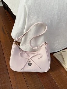 New Bowknot Handbag For Women, Fashionable Versatile Shoulder Underarm Bag - Pink - View 10