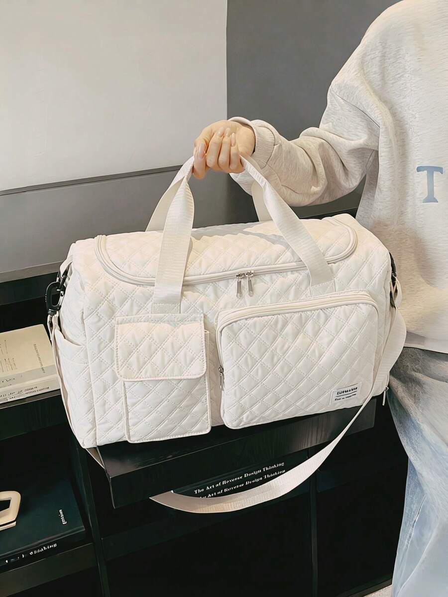 1件新款大容量旅行袋，短途旅行行李袋，健身袋，運動風休閒女包，孕婦袋，出院袋，度假袋，防水休閒袋，可登機且附鞋袋隔層