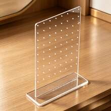 72-Hole Earring Holder, Acrylic Stud Earring Stand, Transparent Acrylic Earring & Lip Piercing Display Rack, Jewelry Display Stand, Storage Organizer, Women's Travel Essential, Back To School Dorm Storage, All-Season Desktop Decor - Transparent - View 2