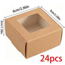 24個棕色紙盒附透明窗，(3.74*3.74*1.57 英吋) 禮物包裝盒，適用於烘焙餅乾、蛋糕、糖果、婚禮派對、母親節節日禮物包裝 - 棕色 - 查看 8