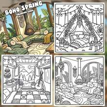 Bohemian Style Coloring Book Filled With Exquisite Interior Scenes, Plants, Woven Textures And Relaxing Bohemian Spaces, Single-Sided Printing, 24 Pages, Children's Coloring Book, Perfect Birthday Gift - Spring Coloring Book - View 5
