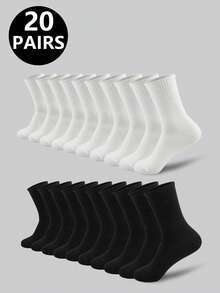 1/5/10/20 Pares de Meias de Cano Médio para Casal, Meias Casuais para Uso Diário em Casa, Meias Esportivas, Meias para Corrida - Multicolorido - Visão 25