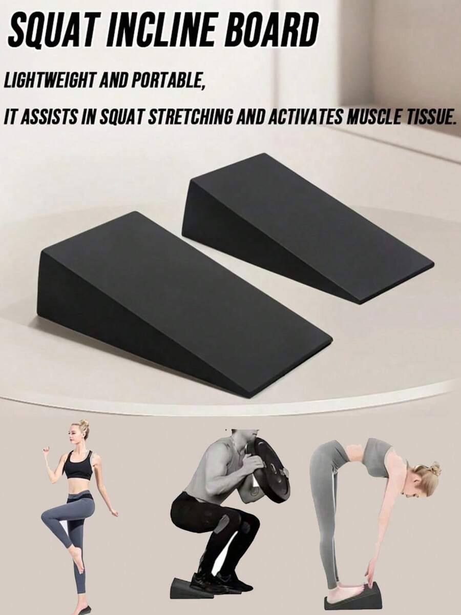 2 Pieces Set Yoga Auxiliary Brick Board Squat Board Series Squat Improvement Mat Wrist Guard Board Slant Board Triangle Yoga Slant Board Suitable For Gym Exercises, Suitable For Both Men And Women Gym Equipment