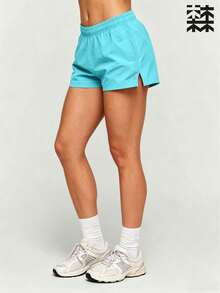 mulinsen Women's Outdoor Multi-Functional Shorts, Printed Drawstring Design, Comfortable And Skin-Friendly Shorts - Baby Blue - View 6