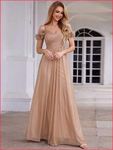 EVERPRETTY Elegante vestido rosa brillante sin tirantes para dama de honor con diseño sin espalda, adecuado para invitados de boda de primavera/veran - Naranja Quemada - Ver 8
