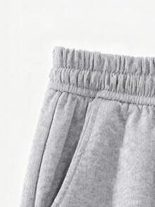 Celana Jogging Pria Ukuran Besar dengan Pinggang Elastis dan Tali Serut, Potongan Lebar, Warna Polos, Celana Panjang Kasual Olahraga dengan Potongan Lurus Longgar dan Jatuh Tinggi, Cocok untuk Pemakaian Sehari-hari, Olahraga, dan Hadiah. - Light Grey - View 7