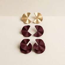 6件/組 時尚復古個性化扇形設計耳釘耳環套組 - 彩色 - 查看 2