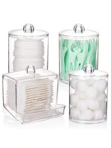 1 pieza/3 piezas Organizador de maquillaje de tocador, Soporte para hisopos, Recipiente de baño, Dispensador de almohadillas/hilo dental, para organizar y almacenar - Multicolor - Ver 18