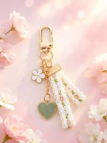 1pc New Style Woven Fabric Car Keychain Pendant Creative Alloy Cute Rabbit Folding Fan Alloy Accessory Earphone Case Decor Key Chain - Multicolor - View 10