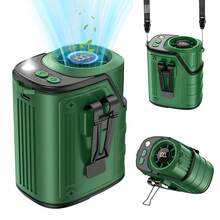 W&O Protable Cooling Neck Fan | Waist Fan | Desk Fan - 18000RPM Powerful Brushless Motor, Four Speed Adjustment, Large Capacity Ultra Long Rechargeable Battery, LED Light Power Display, LED Flashlight - Camping Gear And Equipment, Heat Relief - 綠色 - 查看 11