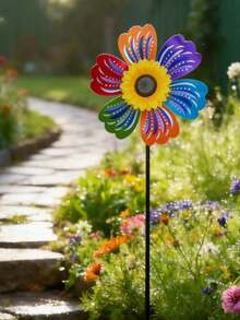 1/2pcs Outdoor Windmill Random Decor, Shiny Wind-Powered Rotating Bird Device, Suitable For Lawn, Yard, Garden, Party, Holiday And Scenic Spot Decoration, Also As Photography Prop And Amusement Park Decor, Ideal Holiday Gift - Flowers - View 7