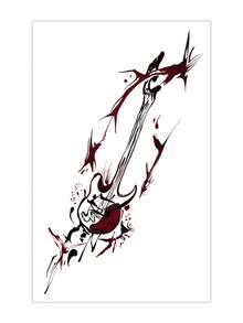 1 pieza Tatuaje temporal con patrón de grafiti de guitarra borroso de tinta oscura, diseño de tatuaje simulado, adecuado para viajes, festivales de música, juegos, regalos de graduación, dura de 3 a 5 días - Multicolor - Ver 4