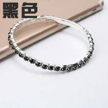 1pc New European And American Style Jewelry, Full Rhinestone Multi-Color Single Row Elastic Women's Bracelet, Single Row Full Rhinestone Elastic Cord, Beautiful For Layering - Multiple Styles - View 7
