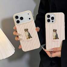 1pc TPU Material Soft Pink & White Striped Edge Cool Slogan Pattern Phone Case Compatible With IPhone 17 Pro Max/17/16 Pro Max/15/13/12/11/ S20 FE/A15/S24/A55/ Note 11/Note 12/Note 13 Pro Full Coverage Shockproof Soft Shell Protective Cover - White - View 2