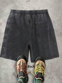 Huk Fishing Logo Graphic Vintage Duplex Washed Shorts 100 Cotton 260g Vintage Graphic Print Casual Athletic Summer Shorts For Men - 黑色 - 查看 4