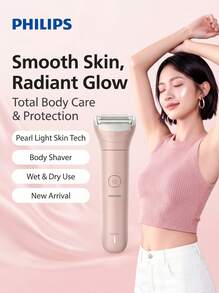 PHILIPS New Women's Electric Shaver BRL128/80 Macaron Pink: Rechargeable Shaver, Perfect Birthday Gift For Your Girlfriend. - View 1