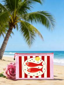 Waterproof Fashion Beach Bag With Cute Fish Pattern And Lemon Decoration, Ocean Theme Large Capacity Transparent Makeup Bag With Nylon Zipper, Lightweight Sun Protection Storage Bag, Multifunctional Storage Bag, Perfect For Swimming, Beach, Diving And Summer Vacation, Back To School Season, Gift For Friends, Family, Besties, Classmates, Also Unique Birthday Gift, Holiday Gift, Party Gift And Back To School Gift. - Multicolor - View 9