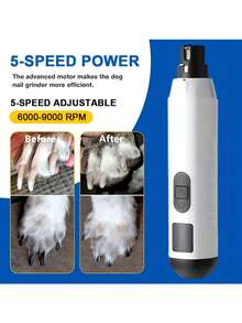 Upgraded Professional 2-Speed Electric Rechargeable Pet Nail Trimmer & Grinder, Painless Trimming & Polishing, Suitable For Small, Medium, Large Dogs & Cats, 1200mAh Battery Capacity - View 7