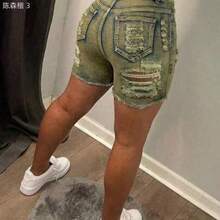 Women Denim Shorts - Navy Blue - View 1