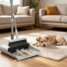 3-In-1 Set Of Broom, Dustpan And Floor Brush - Off-white - View 5
