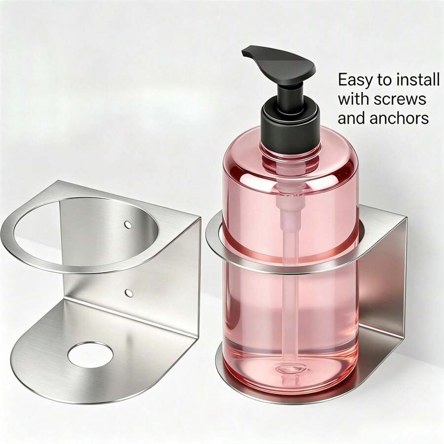 CINEYO 1PC 2026 New Minimalist Wall-Mounted Bottle Rack, Shower Gel Storage Rack, Shampoo Storage Rack, Space-Saving Bathroom Storage Rack, Suitable For Shampoo, Shower Gel, Hand Sanitizer, Suitable For Bathrooms And Kitchens,Bathroom Storage Home Decor - Silver - View 1