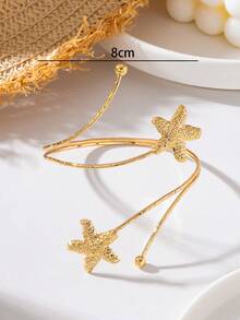 1pc Light Luxury Elegant Summer Beach Vacation Style Gold Starfish Niche Design Women's Arm Cuff - Golden - View 6