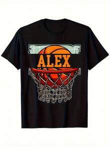 Men's Basketball Jersey - Basketball Hoop Design With Lettering - Black - View 1