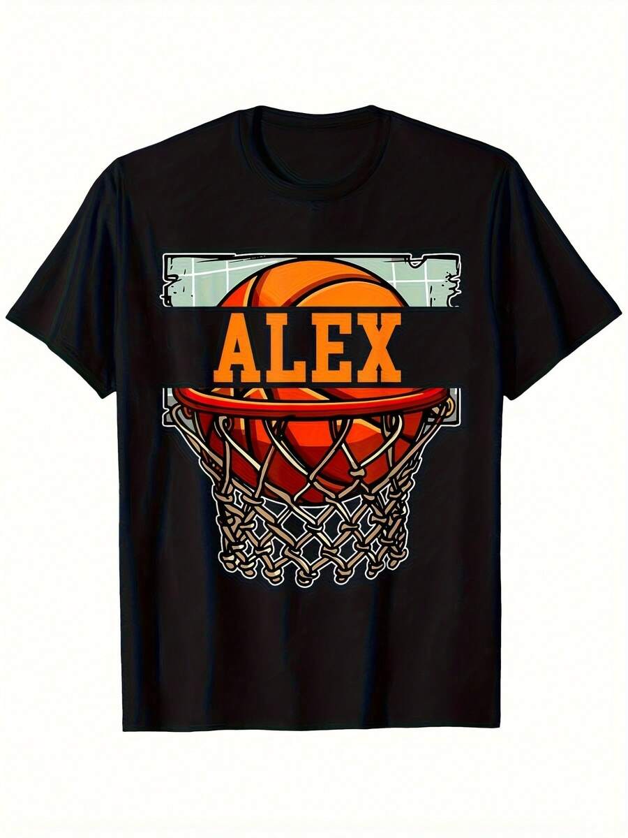 Men's Basketball Jersey - Basketball Hoop Design With Lettering - Black - View 1