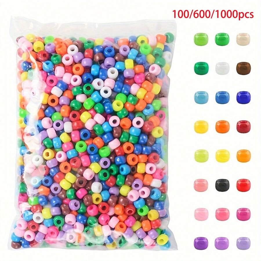 100/600/1000 件多色迷你马形 6x9 毫米塑料工艺珠,纯色,DIY 珠宝制作,手链,项链,钥匙扣,装饰工艺配件 - 彩色 - 查看 1