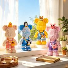 4755片熊積木套裝，33cm DIY組裝玩具，4款可選（鴨子/柯基/企鵝/豬），可愛動物熊模型，舒壓拼圖，家居與房間裝飾，青少年與成人的生日/聖誕禮物 - 彩色 - 查看 6