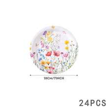 24pcs Red Flower On White Background Disposable Tableware Set, Including 7/9 Inch Paper Plates, Paper Cups, Food Boxes, Popcorn Boxes, Suitable For Birthday Party, Holiday Party, Gathering, Celebration, Wedding Tea Party, Graduation Ceremony - Multicolor - View 18