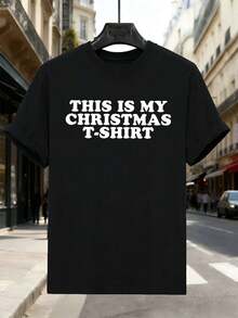 Lustiges Weihnachts-T-Shirt für Herren aus Premium-Baumwolle, l?ssig, bequem, strapazierf?hig, einzigartiger Grafikdruck - Schwarz - Übersicht 2