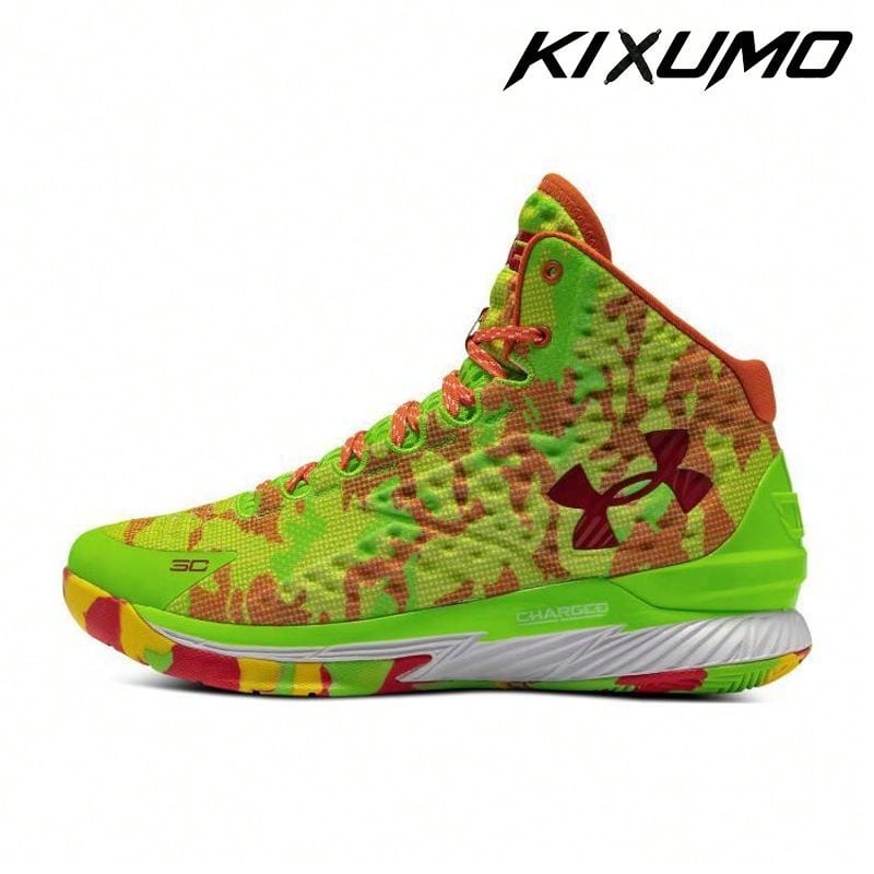 Sour Patch Kids X Under Armour Curry 1 Retro 'Candy Reign' 2022 Green Hyper-Green Team-Orange Sneakers Men 3026196-300 - 彩色 - 查看 1