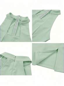 Women's Solid Color Elegant Party Zipper Backless Dress, Suitable For Dates And Parties, Spring/Summer - Pastel Green - View 3