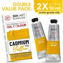 ZenART Oil Paint - Cadmium Yellow Hue 2x 50ml Professional Artist Oil Paint Tubes Rich Pigment, Smooth Texture, Fine Art, Portraits, Landscapes - T - View 4