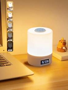 1pc Smart LED Night Light With Clock - USB Type-C Rechargeable, 3 Adjustable Light Colors, Dimmable Brightness, Soft Eye-Protection Light, Suitable For Bedroom And Desk Lamp - Touch Lamp - View 1