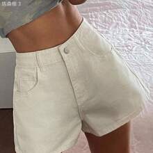 yonghongmaoyi1  Shorts vaqueros negros holgados y casuales para mujer, nuevos shorts de verano - Beis - Ver 6