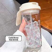 1個/5個 500ml 可愛粉色蝴蝶結與愛心印花塑膠杯，附吸管與杯蓋，防漏可重複使用水杯，冷熱飲杯附掛繩，適合女孩生日與開學的可愛美學禮物，冰咖啡杯 - 彩色 - 查看 16