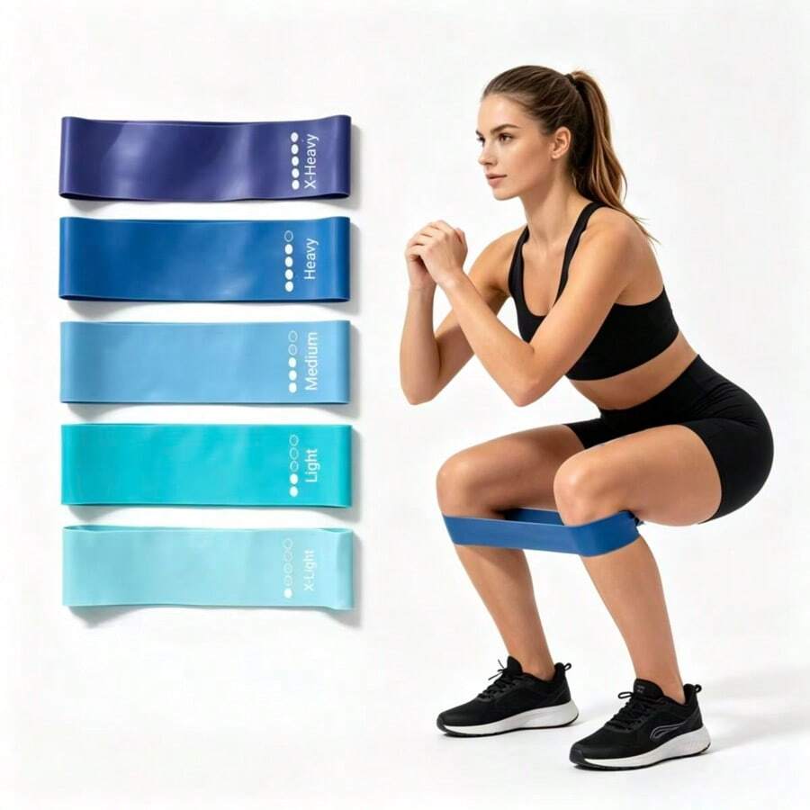 1 buah/ 5 buah Pita Resistensi Ringan Anti Selip TPE, Sempurna untuk Latihan Fleksibilitas dan Mobilitas, Cocok untuk Yoga, Pilates, Latihan Resistensi, Senam dan Tari, Pita Peregang - Biru - View 1