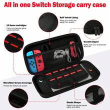 Bolsa de almacenamiento portátil, estuche de transporte con carcasa dura protectora para Switch2/Switch OLED/Switch/Switch Lite, con múltiples bolsillos de almacenamiento, puede contener accesorios de consola de juegos y juegos, ligero y compacto, incluye 10 ranuras para tarjetas de juegos - Ver 4