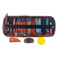 35-Piece Set, 24 Pieces With Cloth Bag / 8 Pieces. Red Pottery Tool Set, Including Carving Tools. Artist's Soft Clay Set. - Multi-piece Pottery Tool Set - View 8