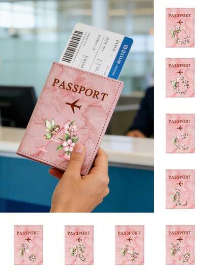 Passport Protector Sleeve, White Towel Embroidery, Letter Print, Unisex, RFID Vintage Business Passport Cover, Portable Multifunctional Passport Holder, Unisex, RFID Vintage Business Passport Cover, Portable Multifunctional ID Card Bank Card PU Leather Wallet Sleeve