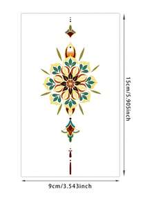 1pc Mandala Floral Totem Pattern Tattoo Sticker, Temporary Tattoo Sticker, Simulated Tattoo Design, Suitable For Travel, Music Festival, Games, Graduation Gifts, Lasts For 3-5 Days - Multicolor - View 6