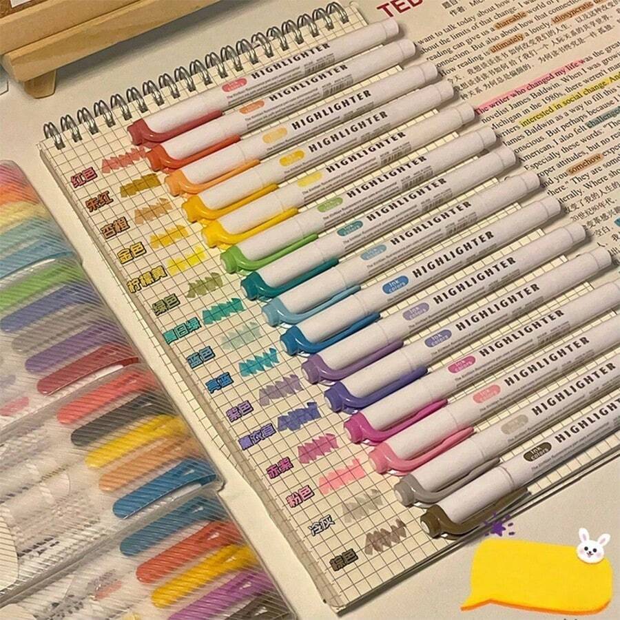 15支/組雙頭螢光螢光筆,學校用品、辦公用品、重點標記筆、聖經、DIY繪畫標記筆、馬克筆 - 套裝 - 查看 1