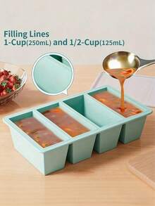 1pc Silicone Freezer Tray With Lid - Durable Kitchen Storage Container For Soup, Broth And Sauce - Stackable Light Blue Food Prep Box - Essential Kitchen Accessory - Multicolor - View 2